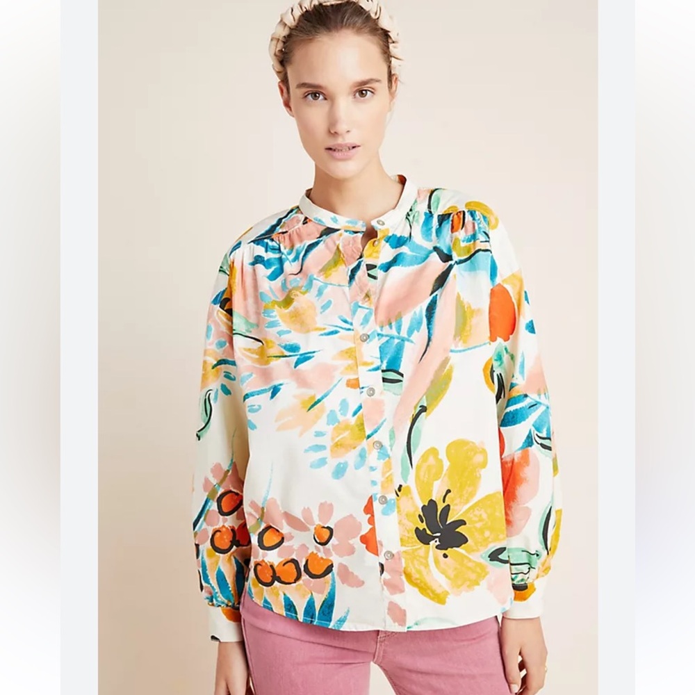 Anthropologie Crisanta Poplin Buttondown